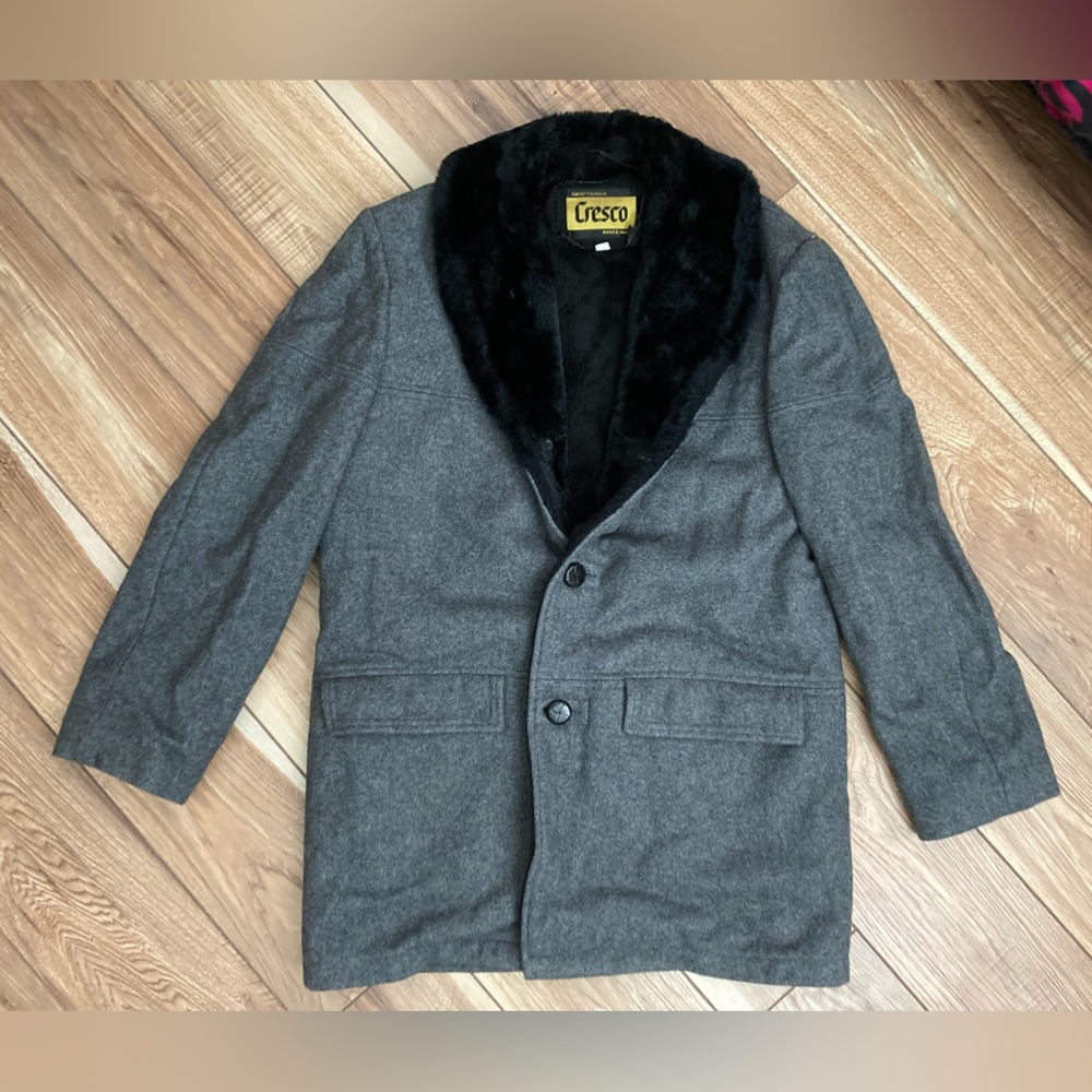 Vintage Cresco Mens Grey Faux Fur Lined Coat Size 36